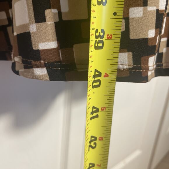 Vintage Y2K Danny Nicole Dress Women 12 Brown Geometric Pleated Back Tie Stretch - Picture 6 of 7